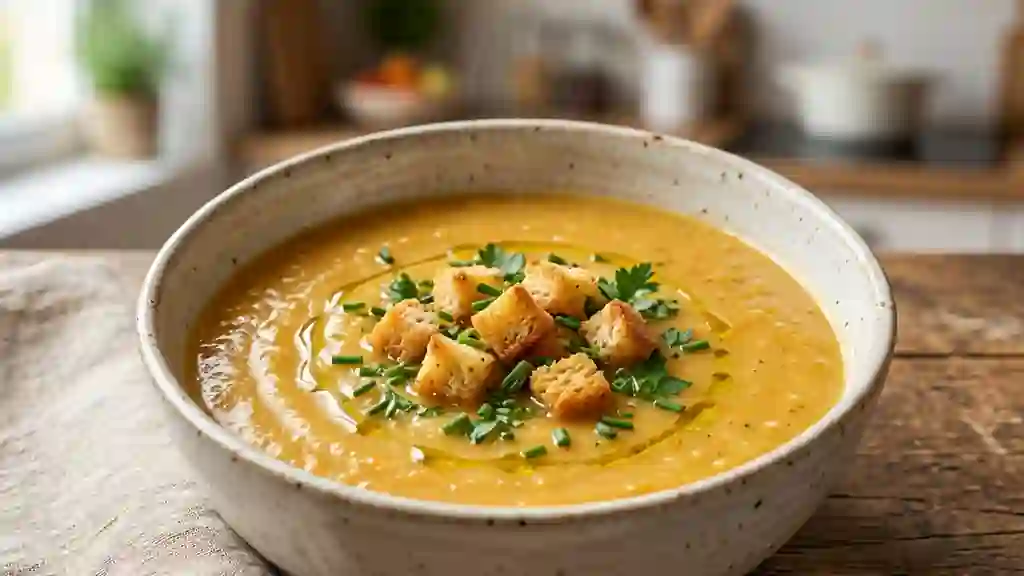 Potage maraîcher lisse et réconfortant - Photo de présentation