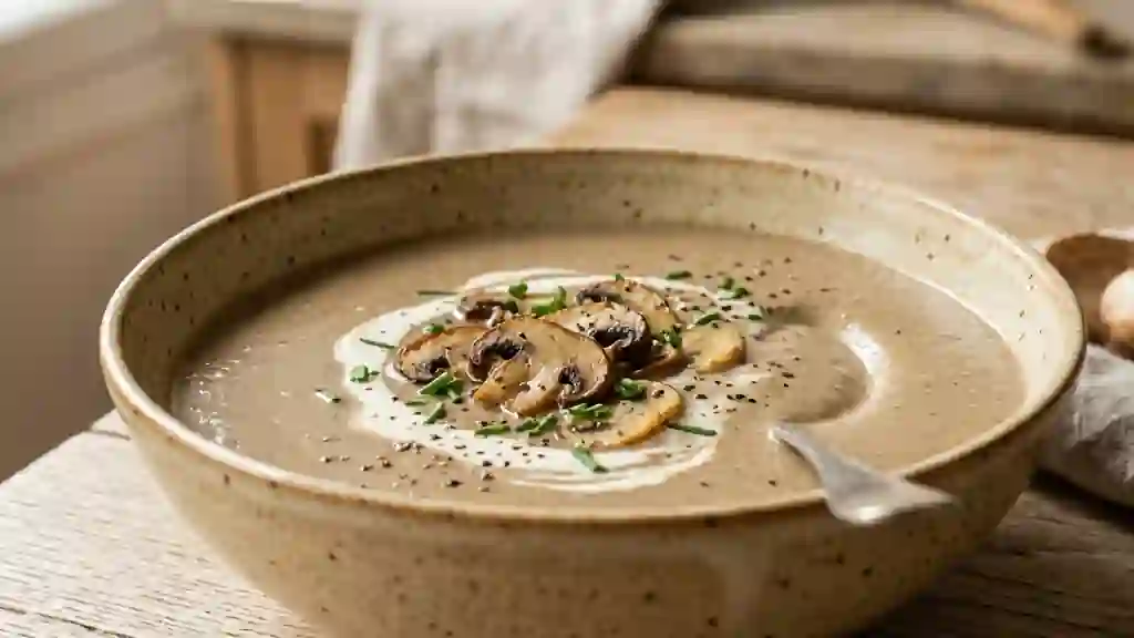 Crème de champignons forestière et soyeuse - Photo de présentation