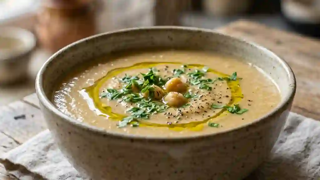 Potage onctueux de pois chiches à l'italienne - Photo de présentation