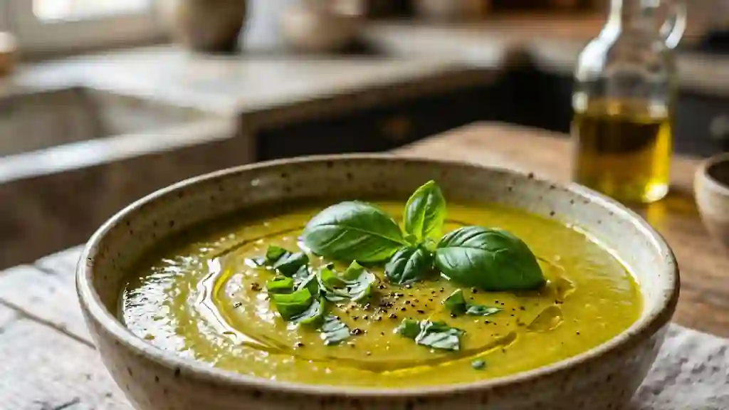 Velouté onctueux de légumes au basilic frais - Photo de présentation
