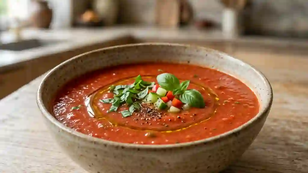 Velouté de tomates frais au basilic - Photo de présentation
