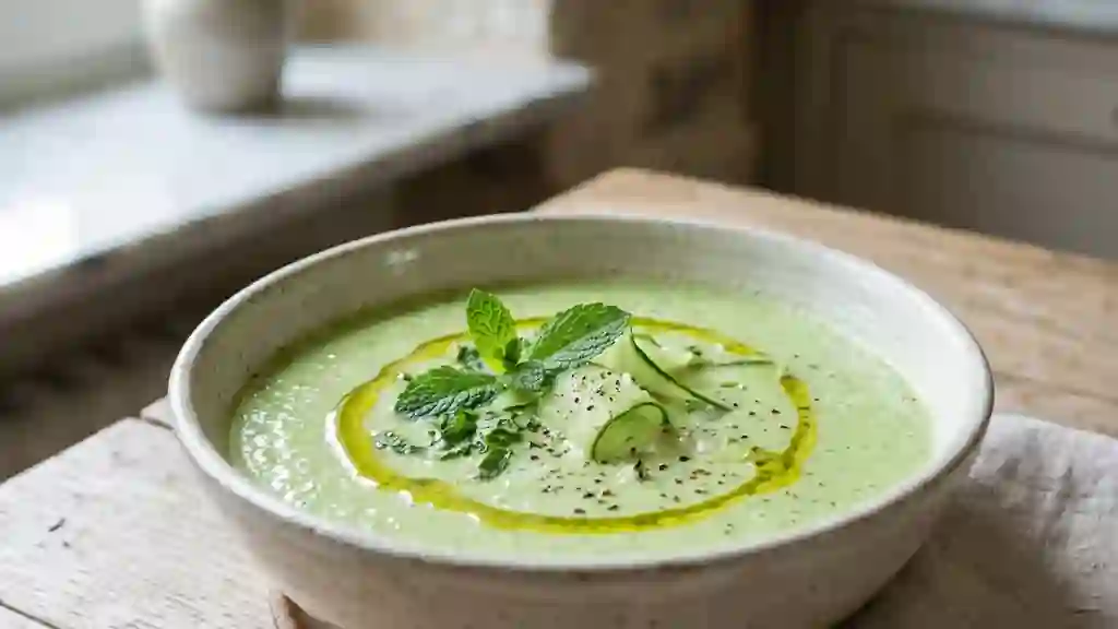 Crème de concombre givrée à la menthe - Photo de présentation