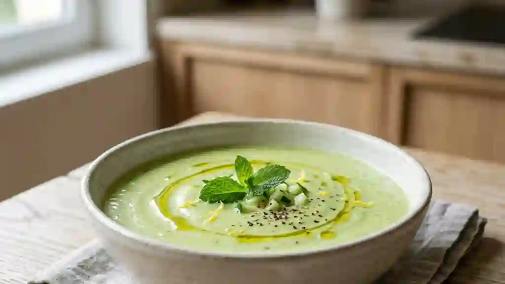 Velouté Glacé Concombre, Avocat et Menthe - Photo de présentation