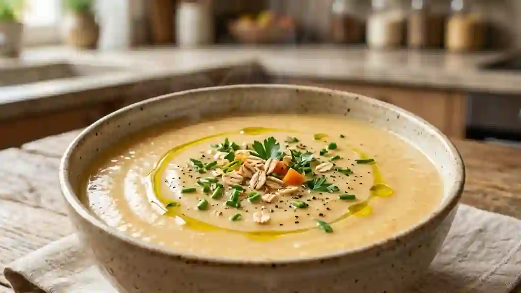 Potage d'avoine soyeux et réconfortant - Photo de présentation