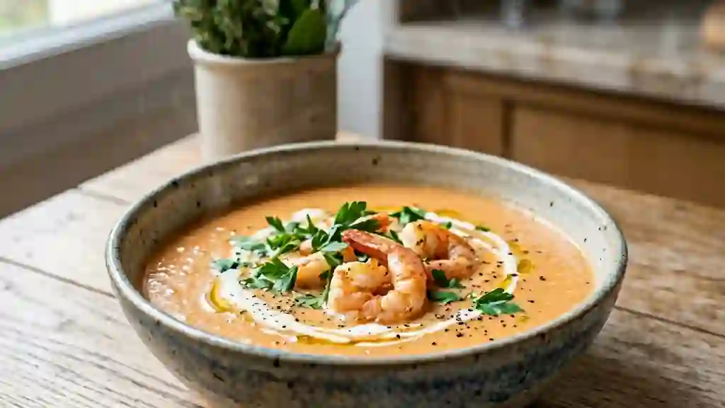 Velouté de crevettes onctueux à la portugaise - Photo de présentation