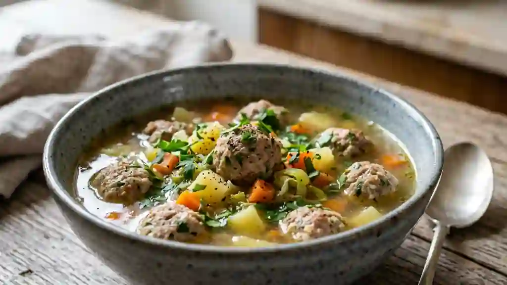Potage paysan aux boulettes moelleuses - Photo de présentation