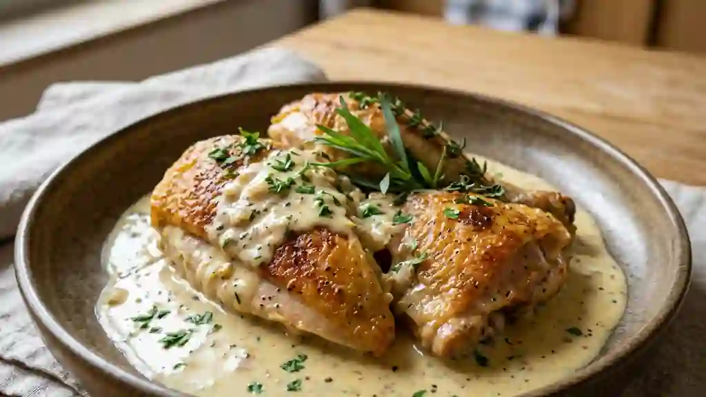 Poularde fondante à la crème de Dijon - Photo de présentation