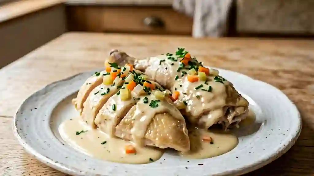 Poularde fondante et sa sauce suprême - Photo de présentation