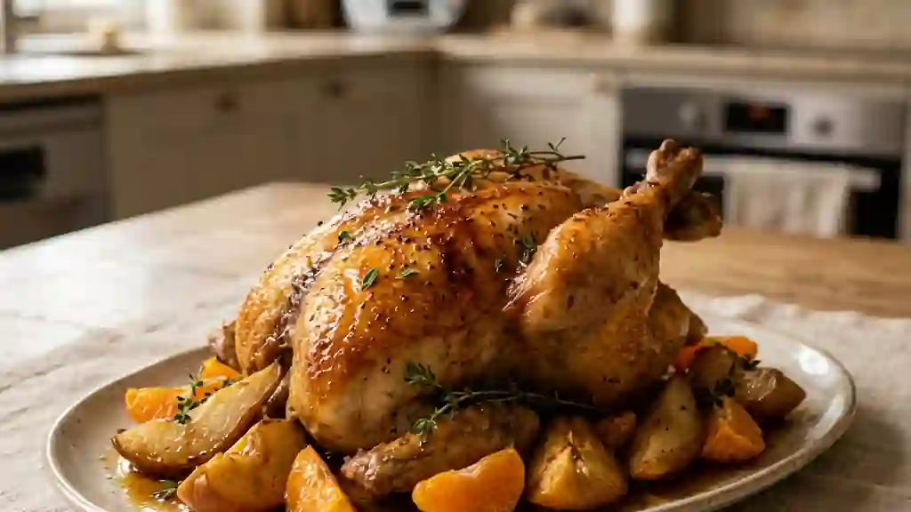 Poularde rôtie laquée aux fruits d'hiver - Photo de présentation