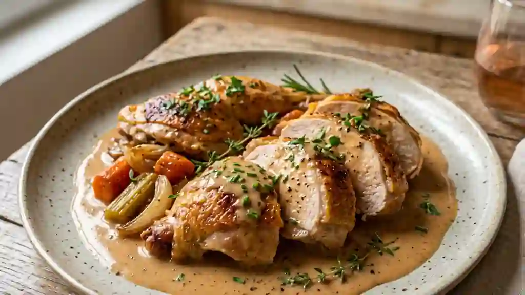 Poularde Fondante au Rosé d'Anjou et Crème - Photo de présentation
