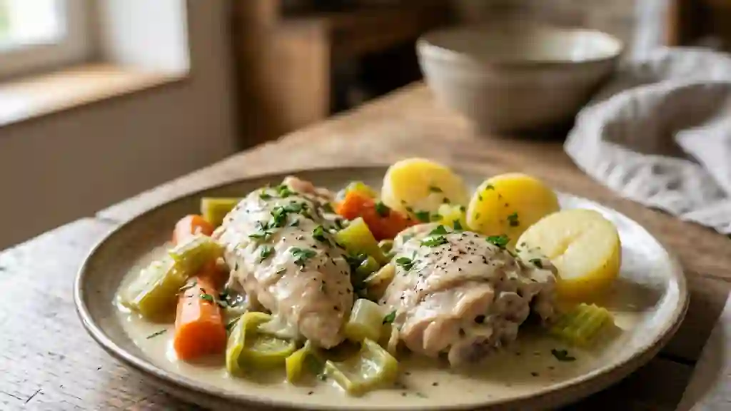 Poule au blanc onctueuse au Calvados - Photo de présentation