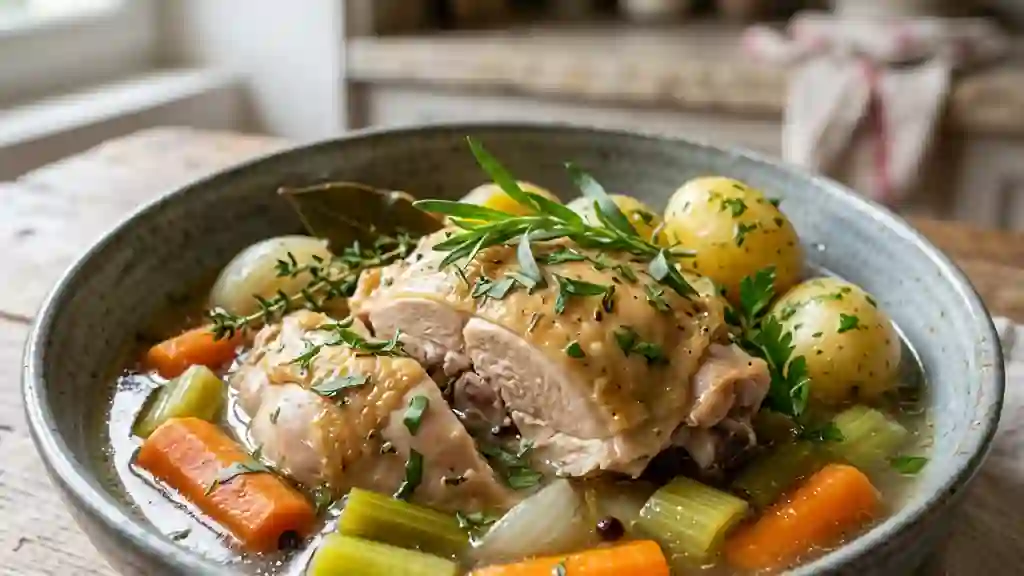 Poule au pot à l'estragon, chair tendre et fondante - Photo de présentation