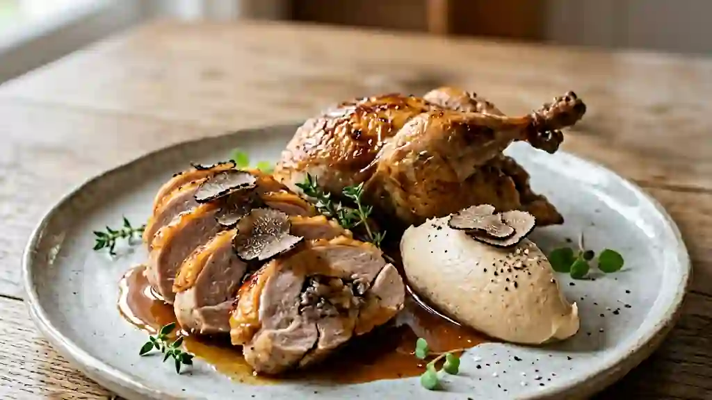 Faisane Rôtie aux Truffes et Mousse de Foie Gras - Photo de présentation