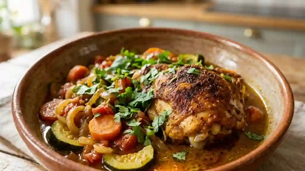 Poulet marocain fondant aux épices douces - Photo de présentation