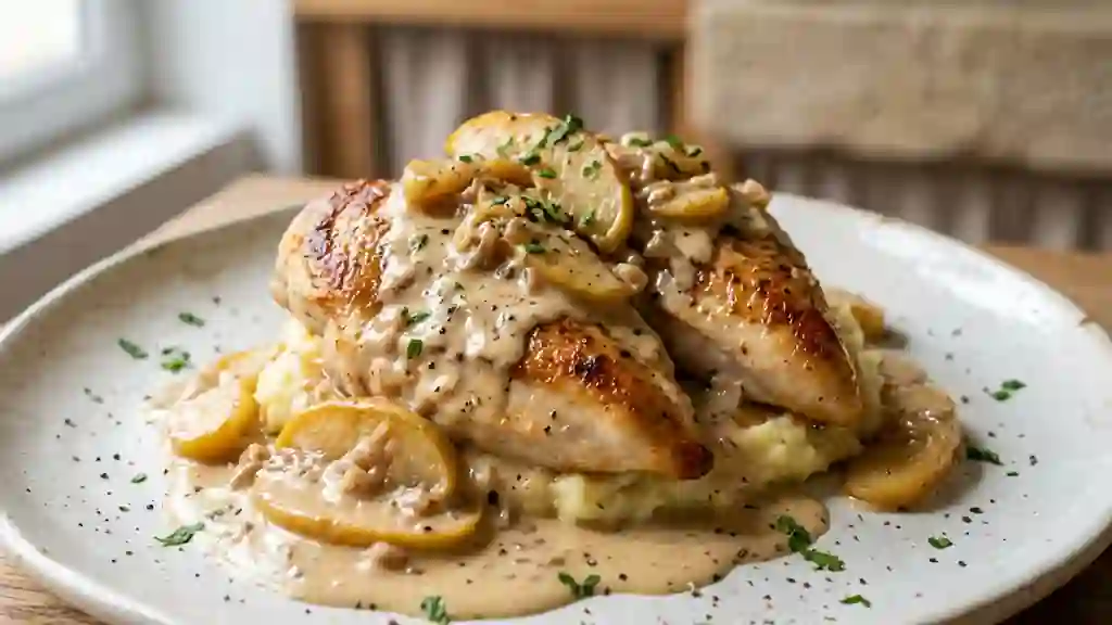 Poulet crémeux aux pommes et Calvados - Photo de présentation
