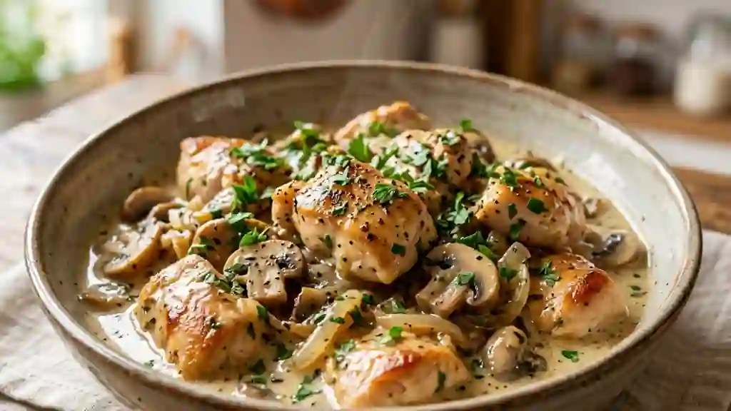Poulet à la vésulienne onctueux aux champignons - Photo de présentation