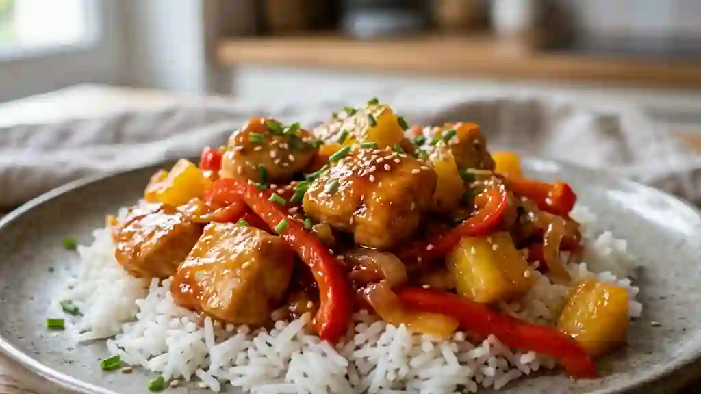 Poulet aigre-doux laqué et fondant - Photo de présentation