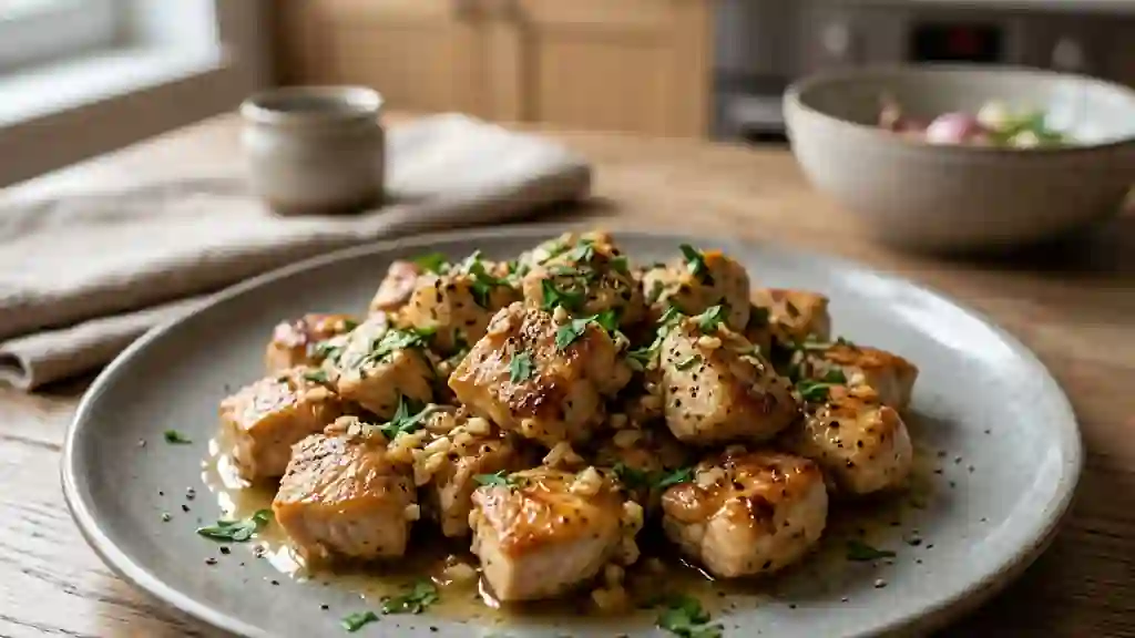 Poulet doré à l'ail et beurre persillé - Photo de présentation