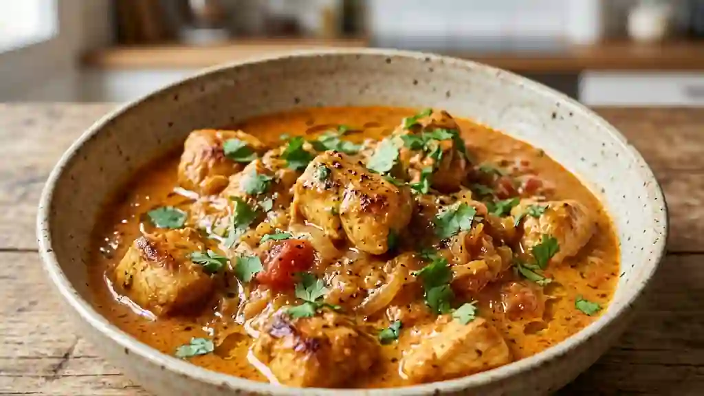Poulet au curry fondant et sa sauce yaourt - Photo de présentation