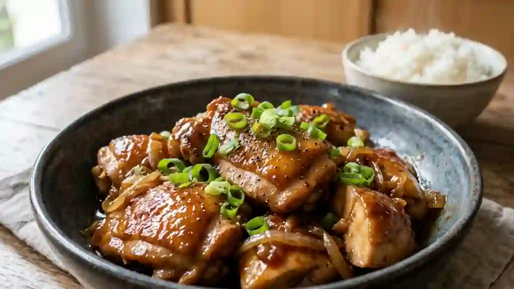 Poulet au caramel fondant et laqué - Photo de présentation