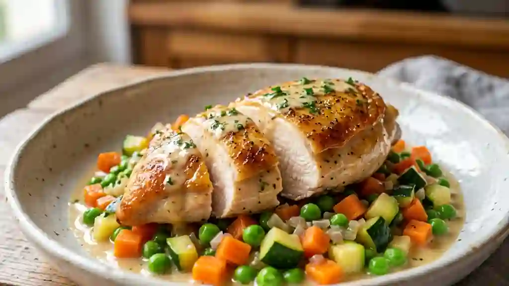 Poulet au champagne et légumes fondants - Photo de présentation