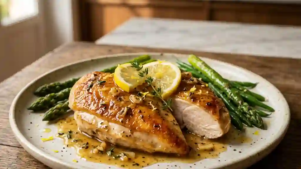 Poulet fondant au citron et thym frais - Photo de présentation