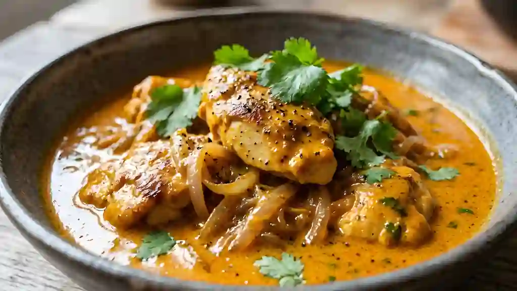 Poulet au curry crémeux et échalotes - Photo de présentation