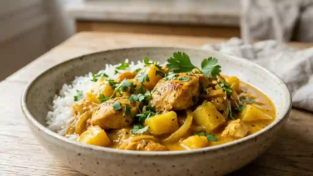 Poulet coco-curry et ananas fondant - Photo de présentation