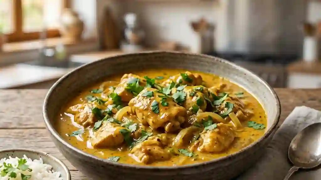 Poulet curry-miel fondant et coco - Photo de présentation