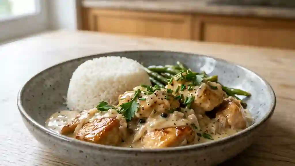 Poulet crémeux au Martini et échalotes - Photo de présentation