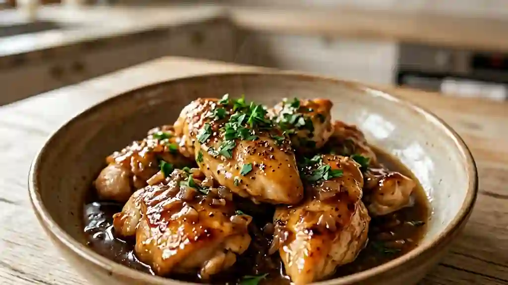 Poulet au vinaigre onctueux et acidulé - Photo de présentation