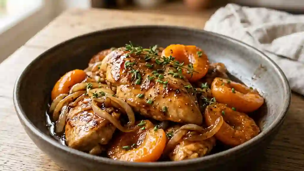 Poulet caramélisé aux abricots fondants - Photo de présentation