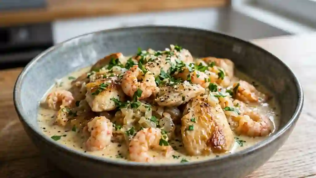 Poulet aux écrevisses et crème onctueuse - Photo de présentation