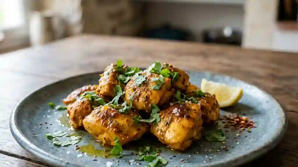 Émincé de poulet doré aux épices - Photo de présentation