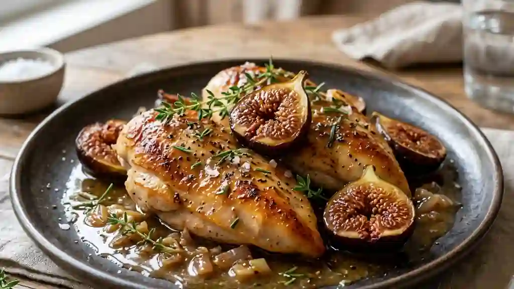 Poulet caramélisé aux figues et vin blanc - Photo de présentation