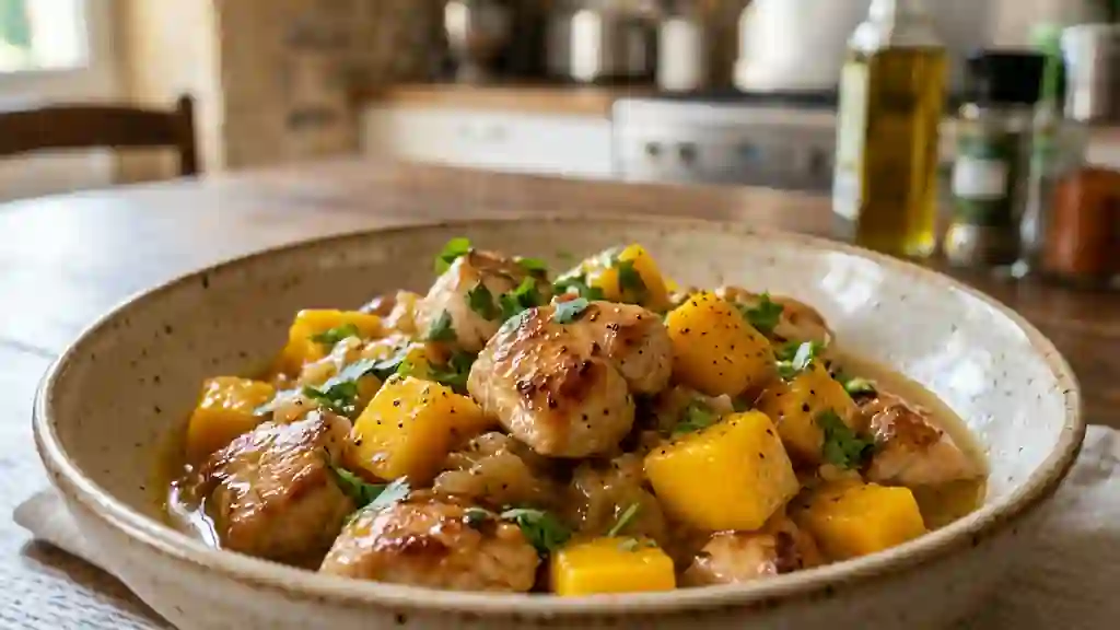 Émincé de poulet fondant à la mangue - Photo de présentation