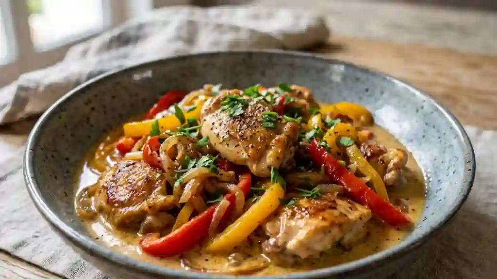 Poulet fondant aux poivrons et Banyuls - Photo de présentation