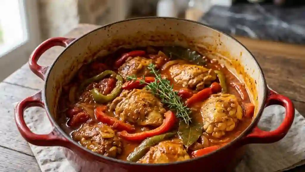 Poulet basquaise fondant au parfum d'Armagnac - Photo de présentation