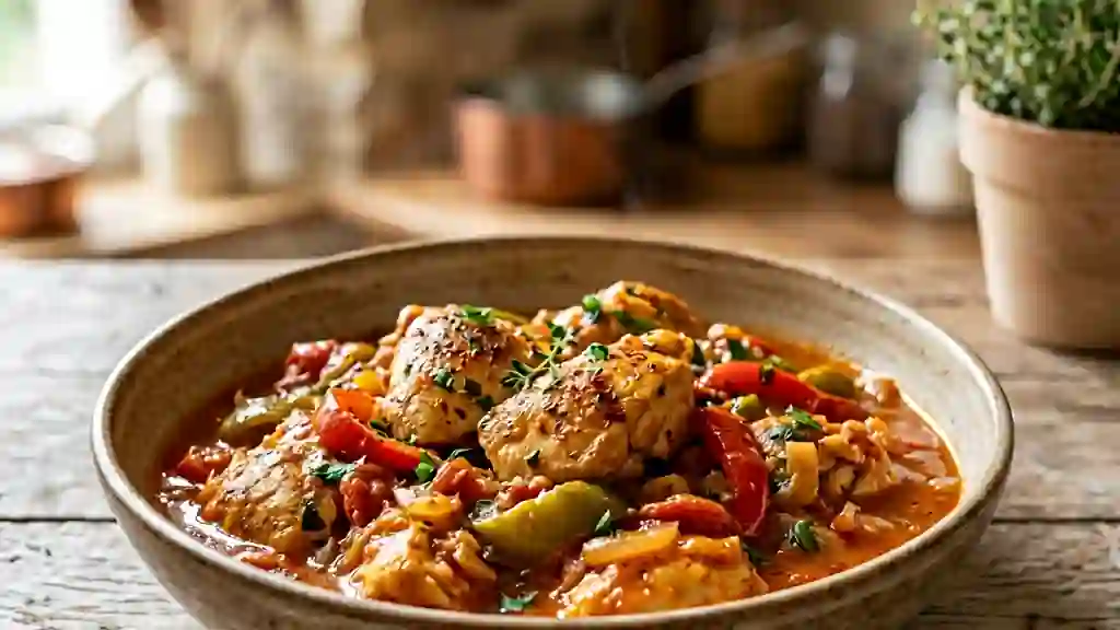 Poulet Basquaise fondant aux poivrons - Photo de présentation