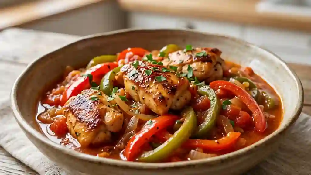 Poulet basquaise fondant au piment d'Espelette - Photo de présentation