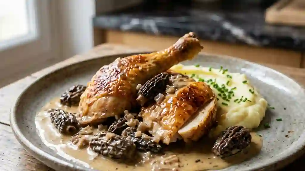 Poulet de Bresse aux morilles et vin jaune - Photo de présentation