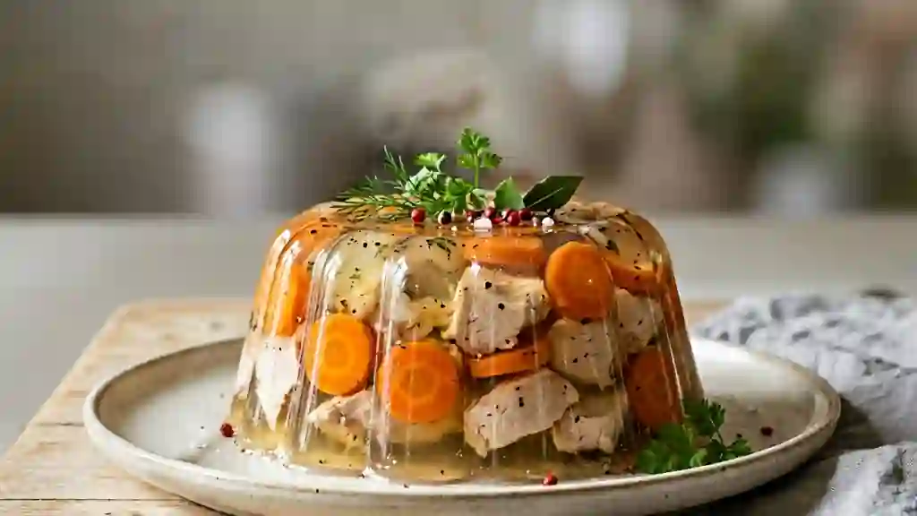 Aspic de poulet fondant aux aromates - Photo de présentation