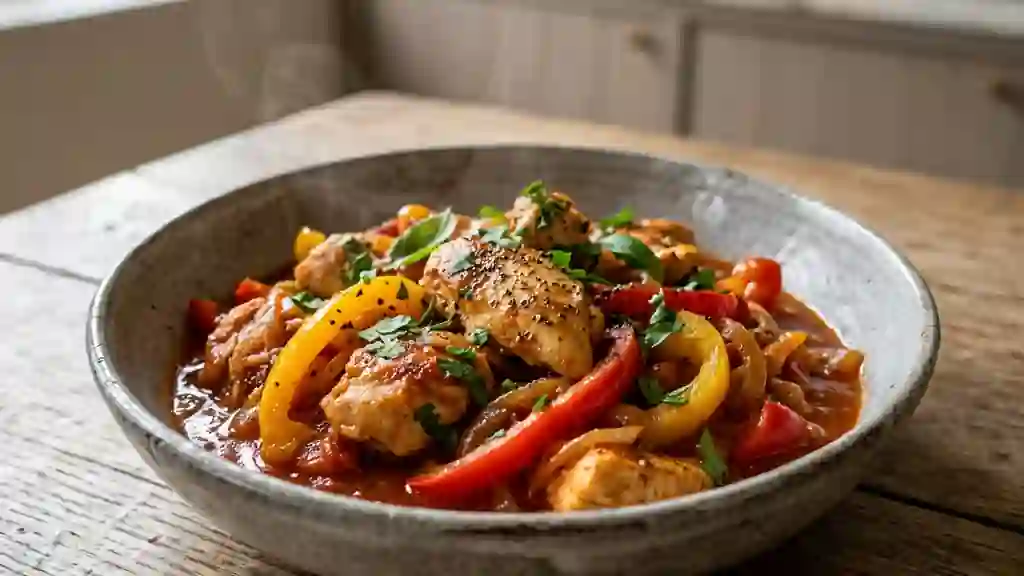 Poulet ensoleillé aux poivrons et herbes - Photo de présentation