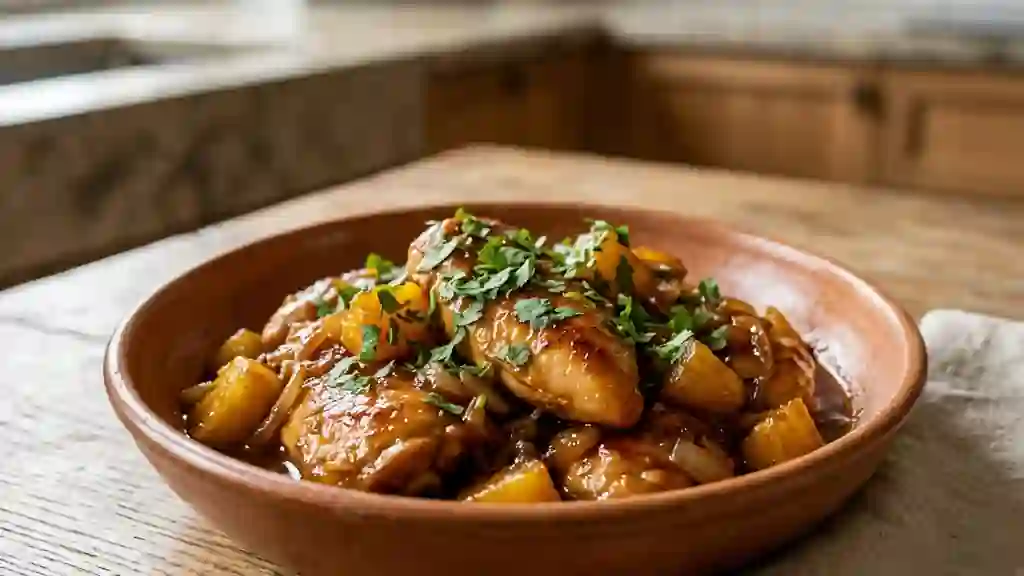 Poulet caramélisé à l'ananas et rhum ambré - Photo de présentation