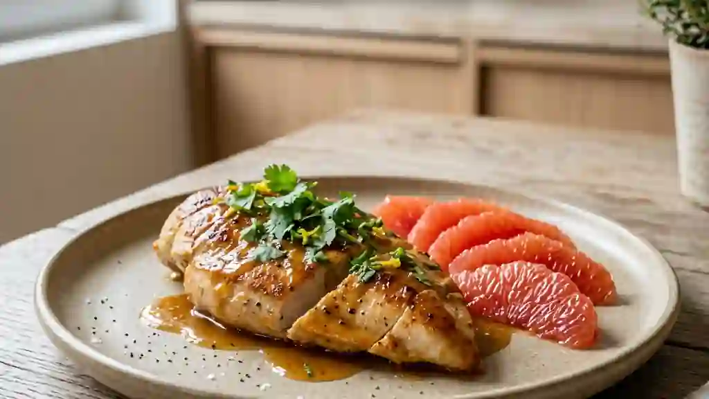 Poulet laqué au pamplemousse et gingembre - Photo de présentation