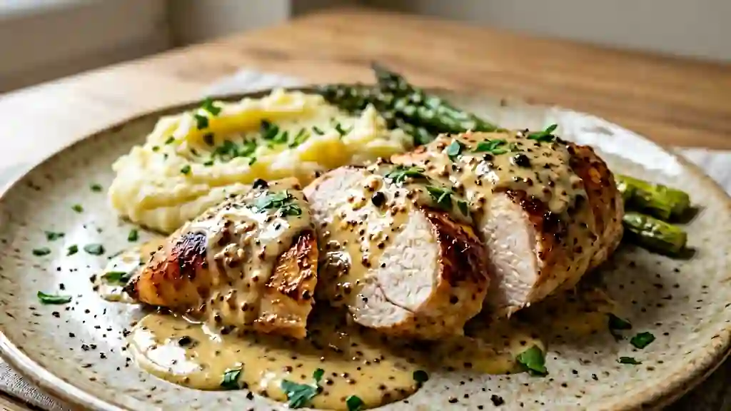 Poulet doré au miel et moutarde crémeuse - Photo de présentation