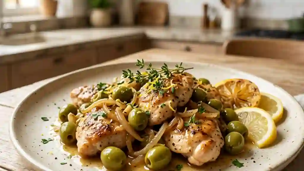 Poulet fondant au citron et olives vertes - Photo de présentation