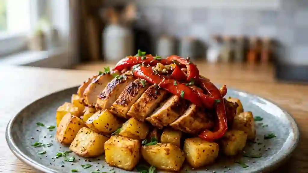 Poulet au paprika et pommes de terre rôties - Photo de présentation