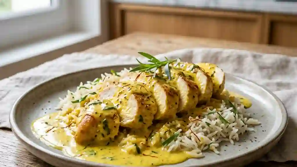 Poulet Crémeux au Safran et Estragon Frais - Photo de présentation
