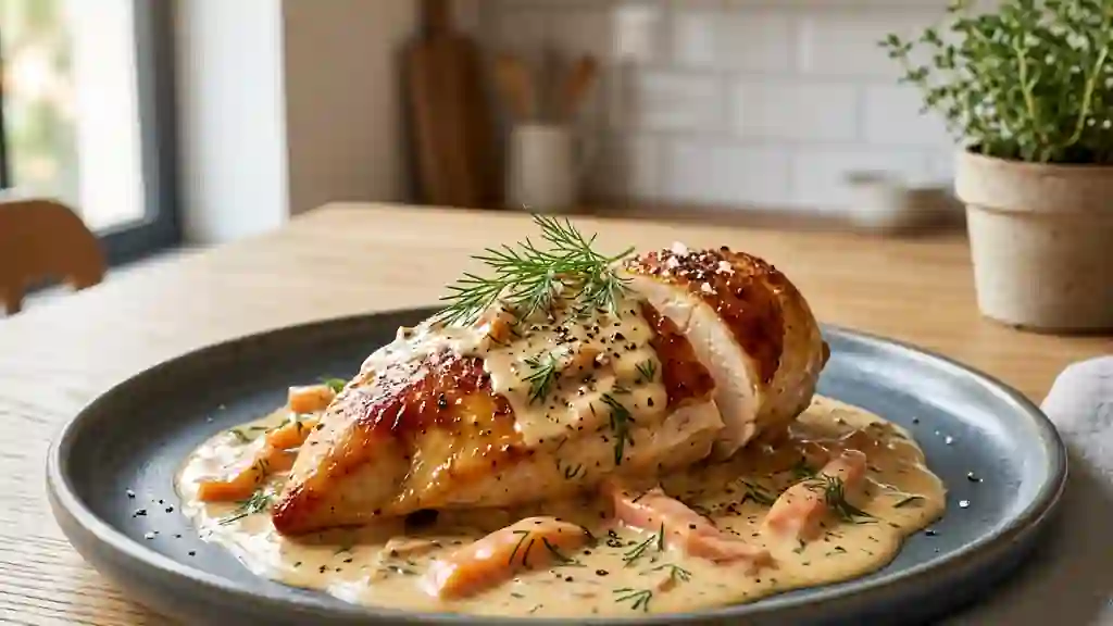 Poulet Fondant au Saumon Fumé et Aneth - Photo de présentation